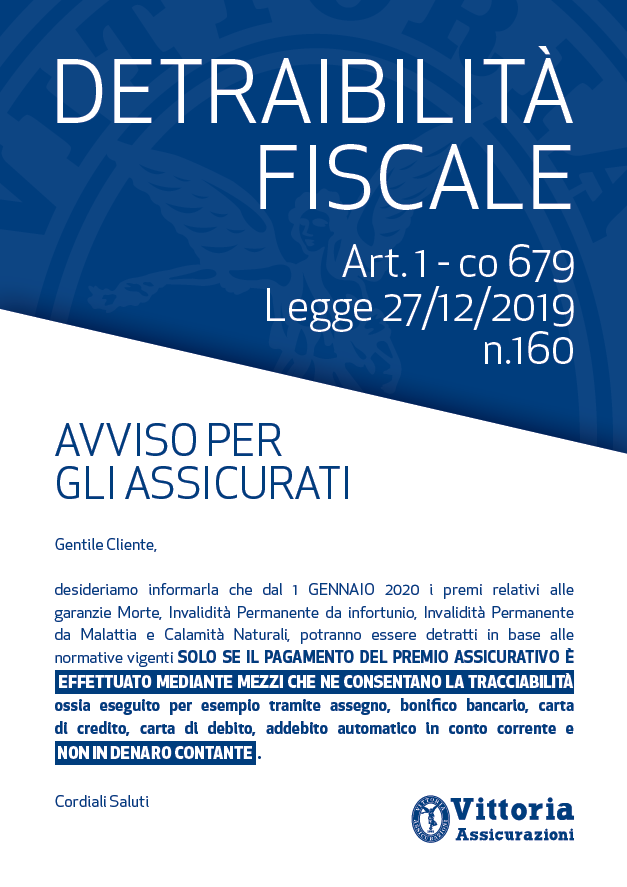 DETRAIBILITÀ FISCALE AVVISO PER GLI ASSICURATI